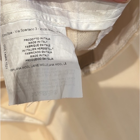 Etro Cream Wool Tailored Trousers Cuffed Hem High Rise Italy Quiet Luxury 40 - Picture 8 of 10